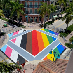 Delray Beach Pridescape painting, GOLDLAW, PRIDE Delray Beach Festival and Concert, June 8, 2024, Downtown Development Authority, Old School Square, LGBTQ+
