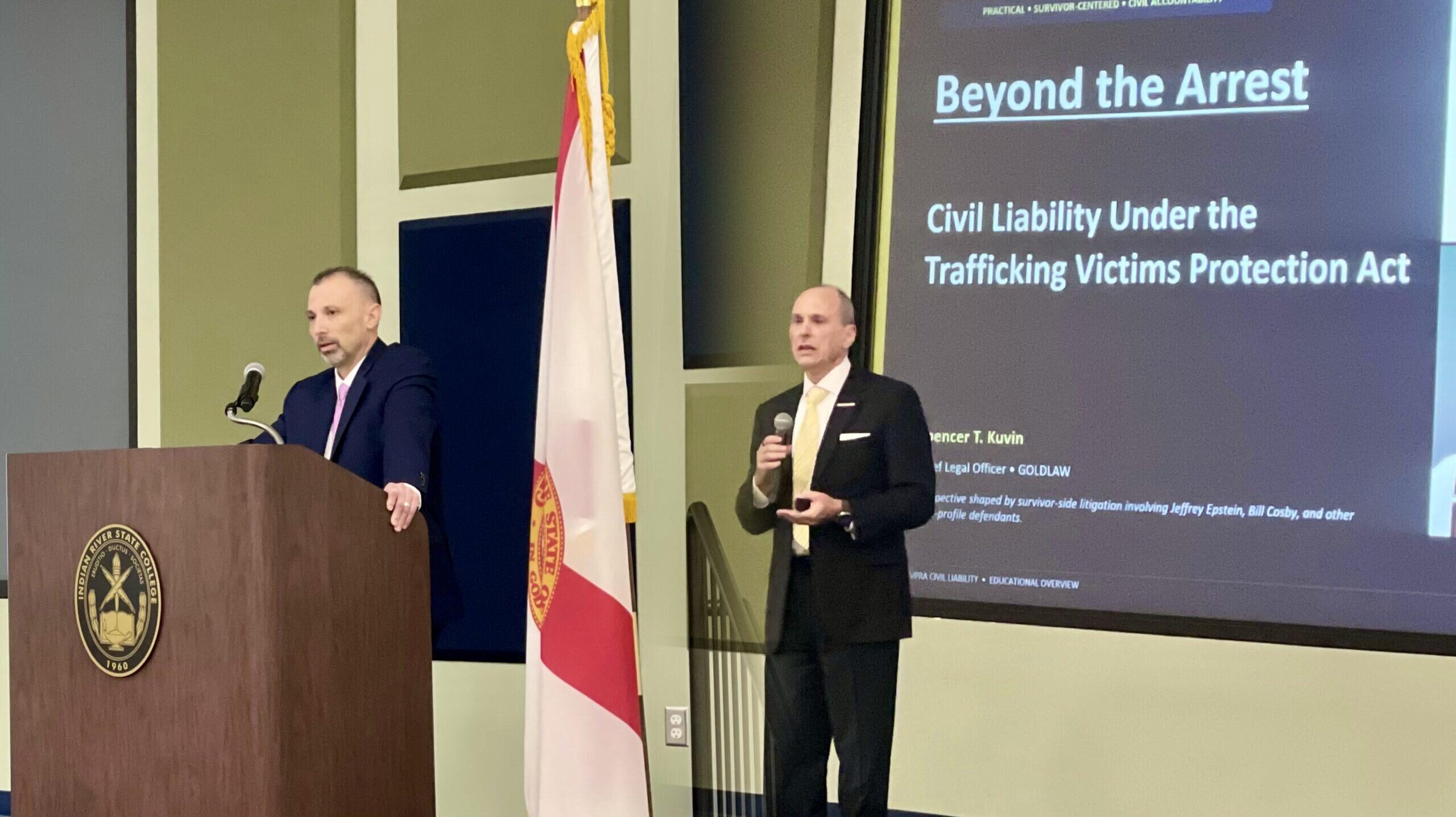 Michael H. Kugler and Spencer T. Kuvin speak at the Treasure Coast Chil